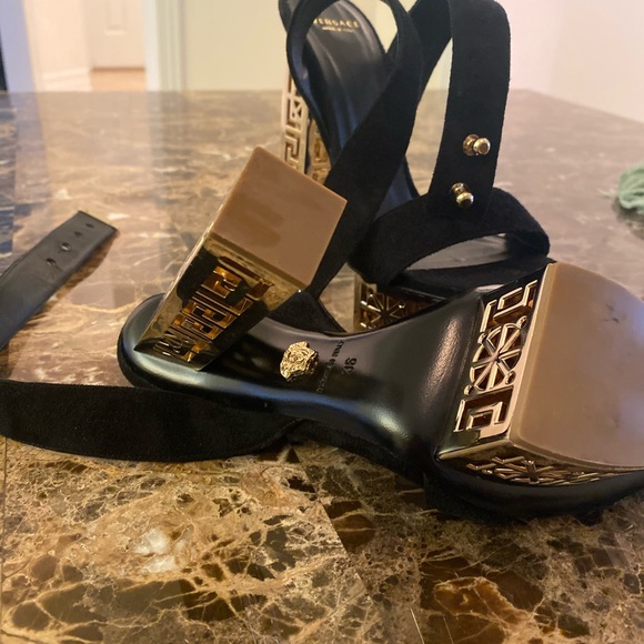 Versace Black Suede Sandals with ankle - Picture 5 of 7